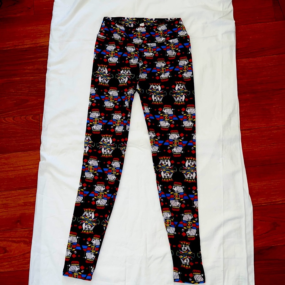 LulaRoe Womens Joker Pattern Yoga Stretch Pants Size One Size